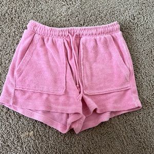 pink zara terry cloth shorts